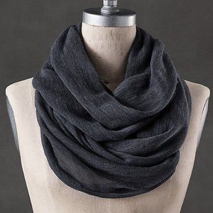 RH CASHMERE INFINITY SCARF – CHARCOAL - NEW IN GIFT BOX